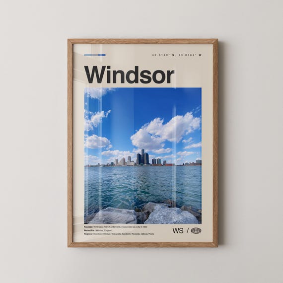 Windsor Print Canada Wall Art Poster Photo Dcor Map Ontario