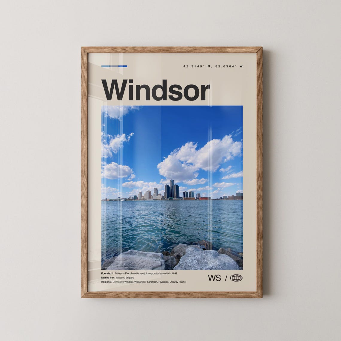 Windsor Print Canada Wall Art Poster Photo Dcor Map Ontario