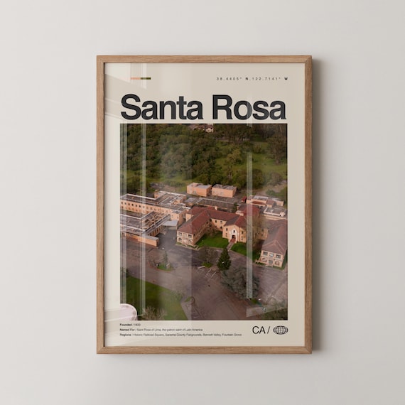 Santa Rosa California Aerial Historic Campus Photo Art Poster
