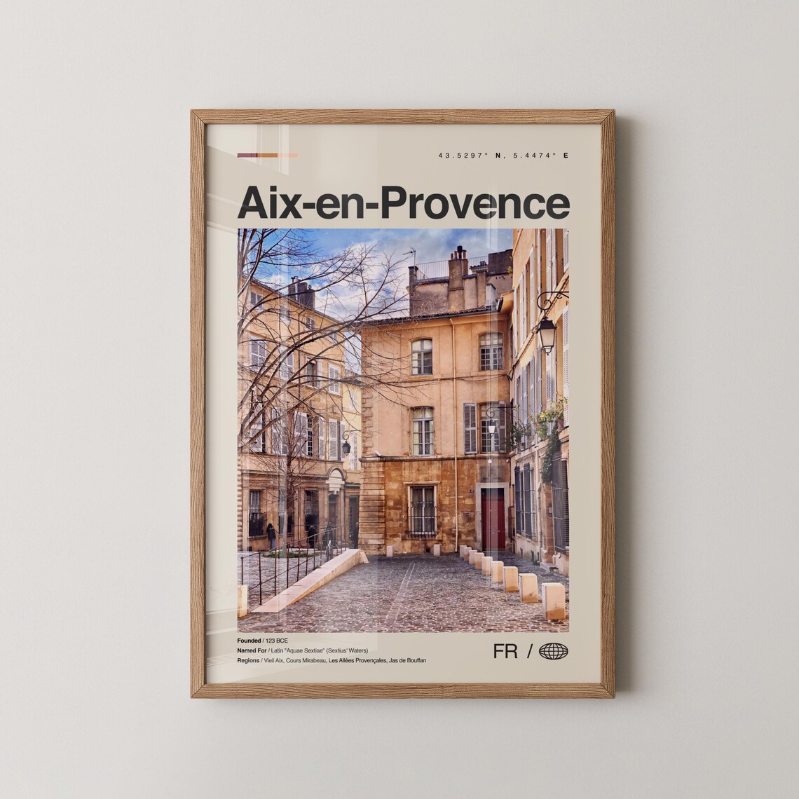 Aix-en-Provence France Minimalist Travel Poster Old Town View