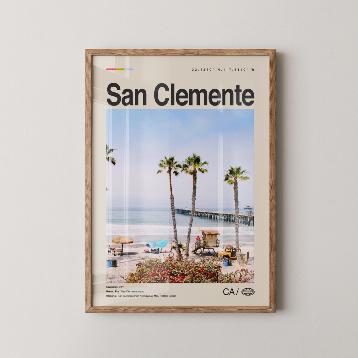 San Clemente Beach Travel Poster, Coastal Decor