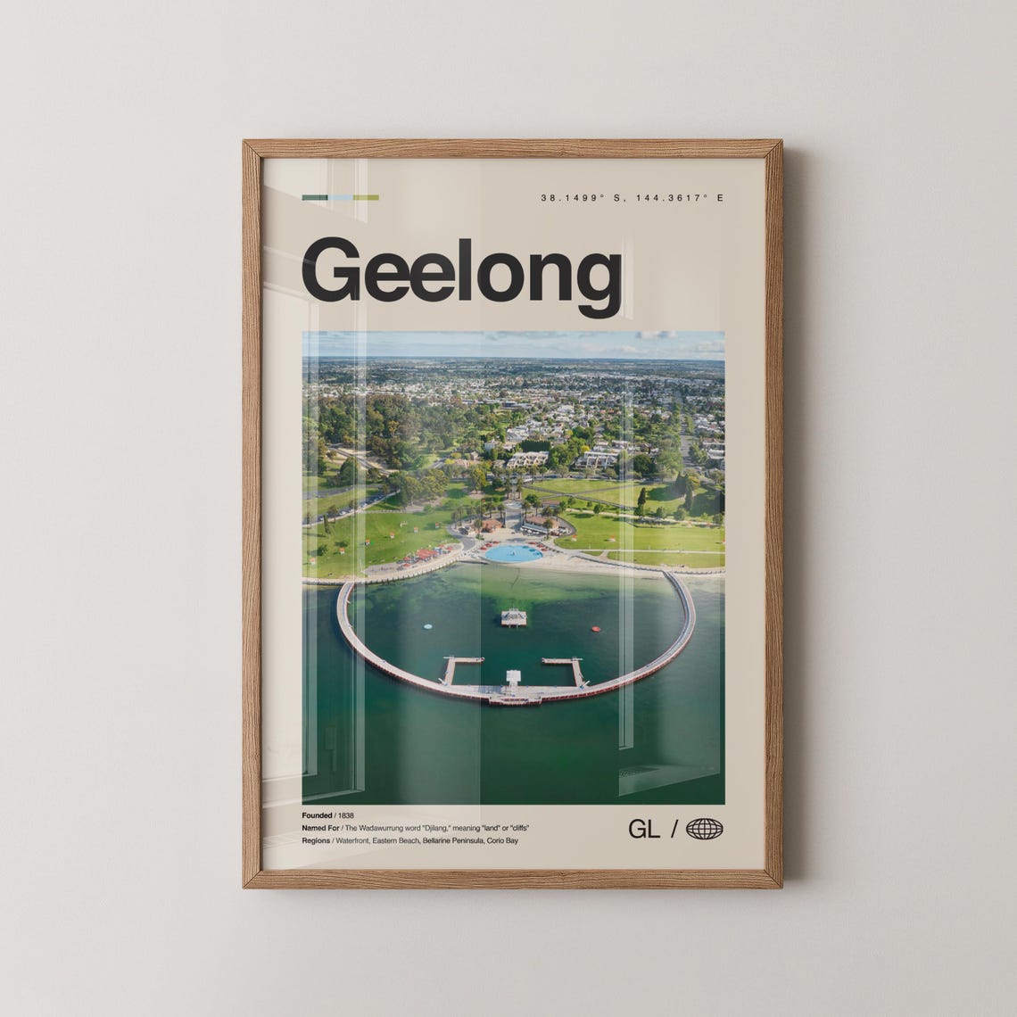 Geelong Print Wall Art Poster Photo Dcor Map Australia
