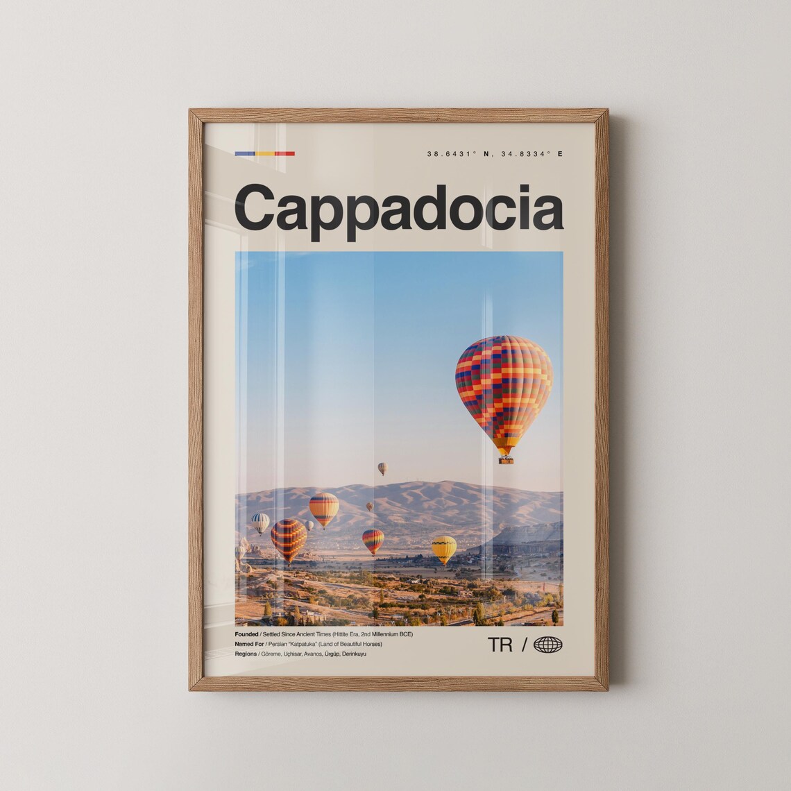 Cappadocia Turkey Hot Air Balloons Minimalist Travel Art Poster