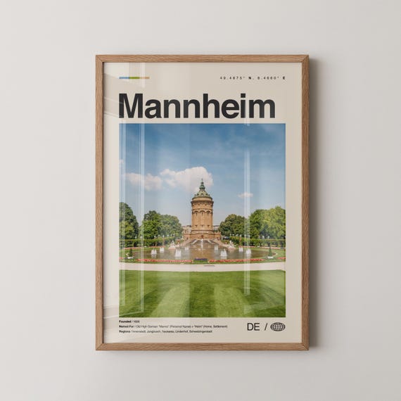 Mannheim Print Wall Art Poster Photo Dcor Map Germany
