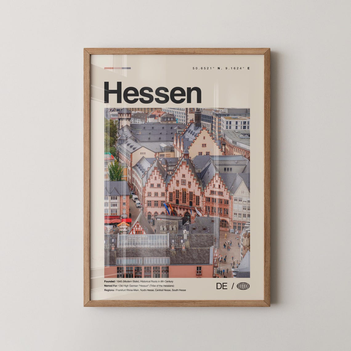 Hessen Print Wall Art Poster Photo Dcor Map Germany