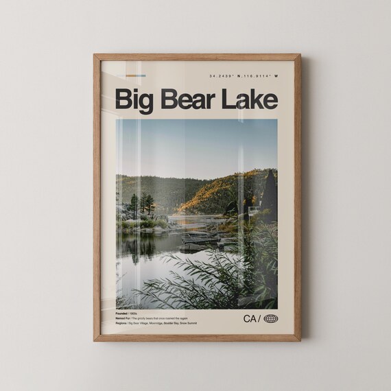 Big Bear Lake Print Wall Art Poster Photo Mountain Resort Boulder Bay
