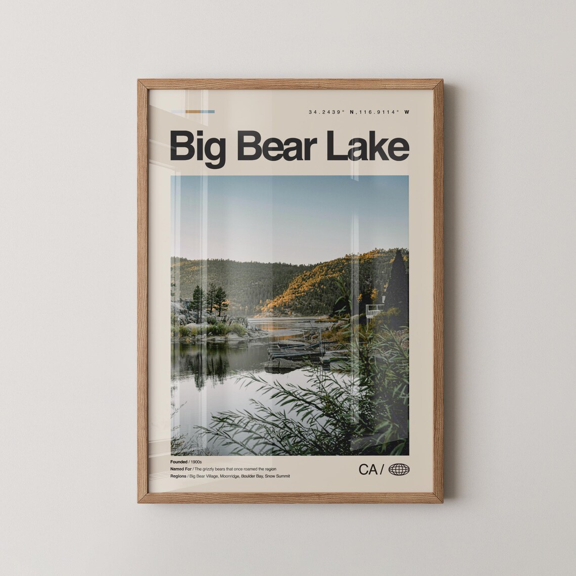 Big Bear Lake Print Wall Art Poster Photo Mountain Resort Boulder Bay
