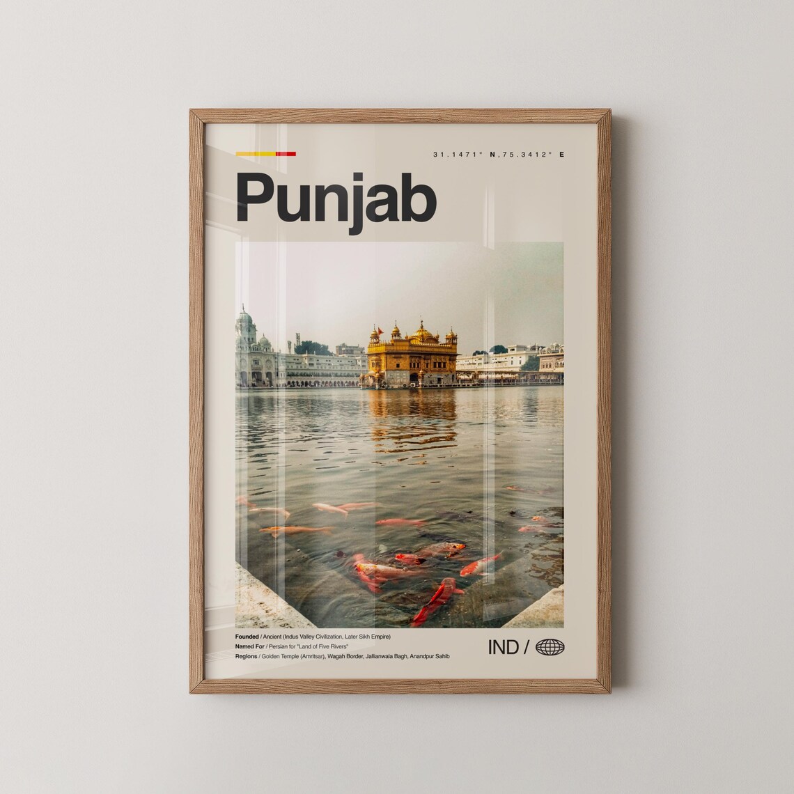 Punjab India Golden Temple Amritsar Sacred Shrine Travel Poster