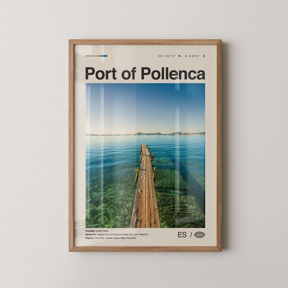 Port Of Pollenca Print Wall Art Poster Photo Dcor Map