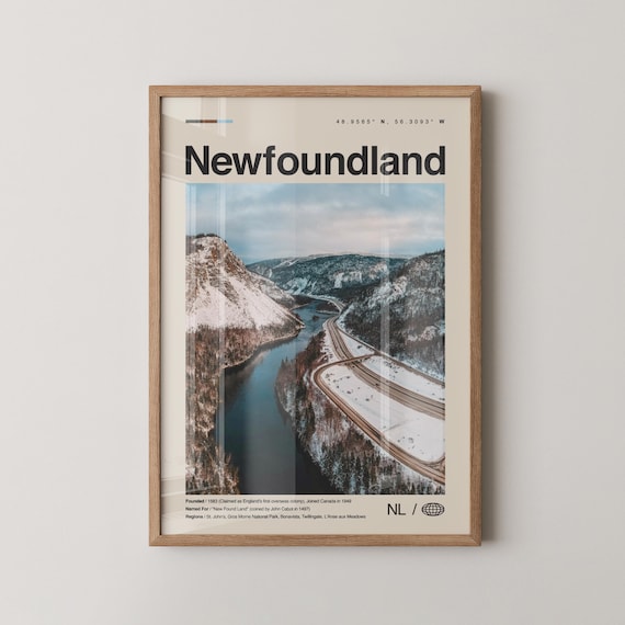 Newfoundland Canada Winter River Valley Snow Landscape Photo Poster