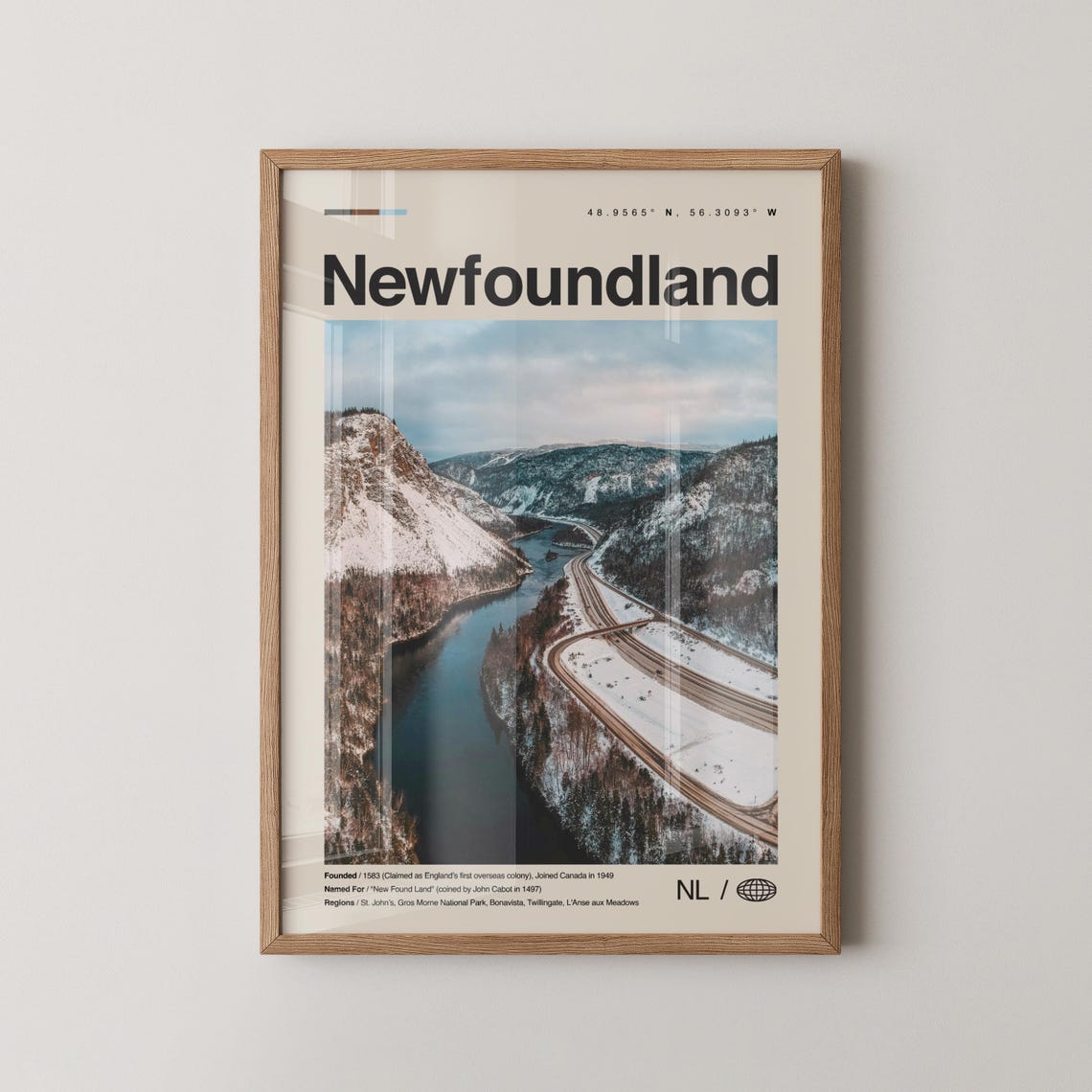 Newfoundland Canada Winter River Valley Snow Landscape Photo Poster