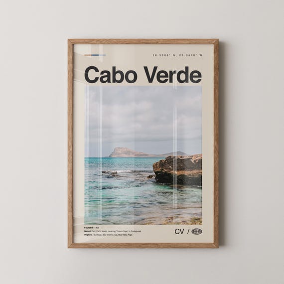 Cabo Verde Travel Poster, Praia and Cape Views
