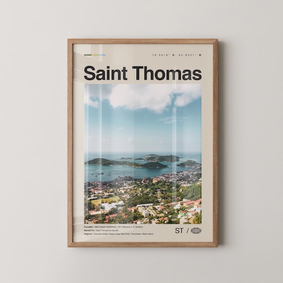 Saint Thomas Virgin Islands Hillside Harbor Photo Travel Poster
