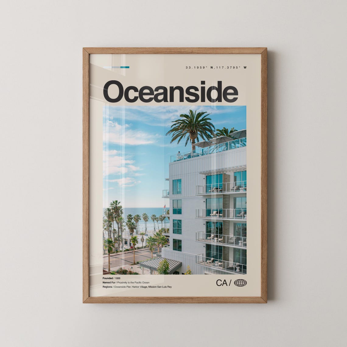 Oceanside California Oceanfront Resort Palm Trees Photo Poster