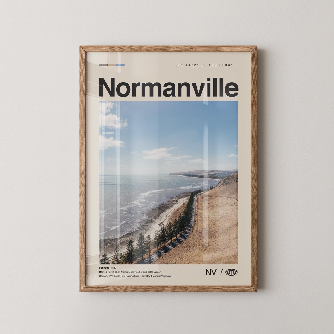 Normanville South Australia Coastal Beach Aerial Travel Poster