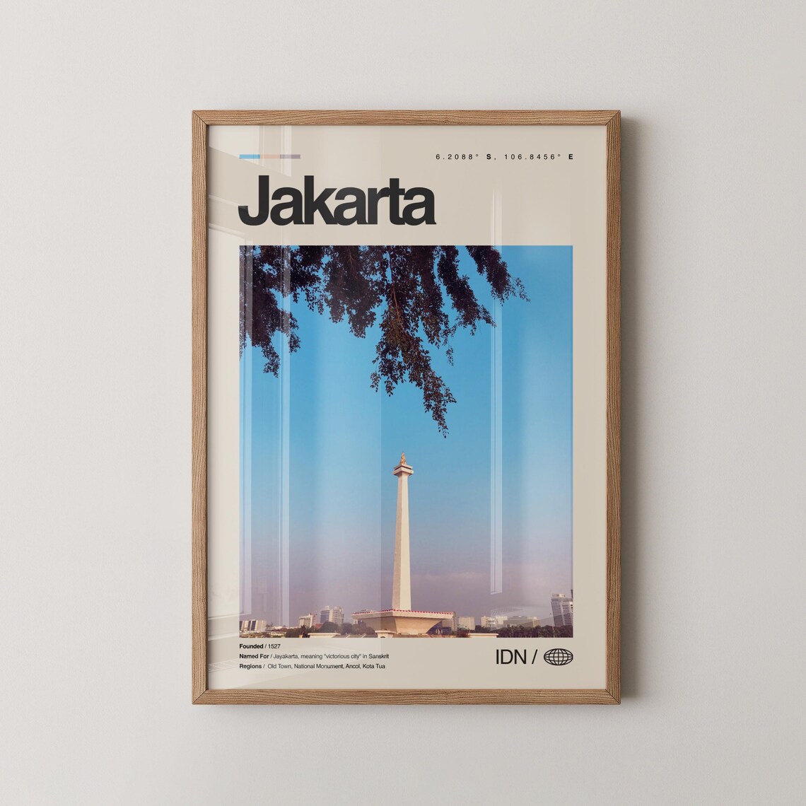 Jakarta Monas National Monument Clear Blue Sky Travel Poster