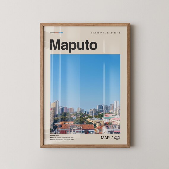 Maputo Mozambique Skyline Cityscape Minimalist Travel Photo Poster