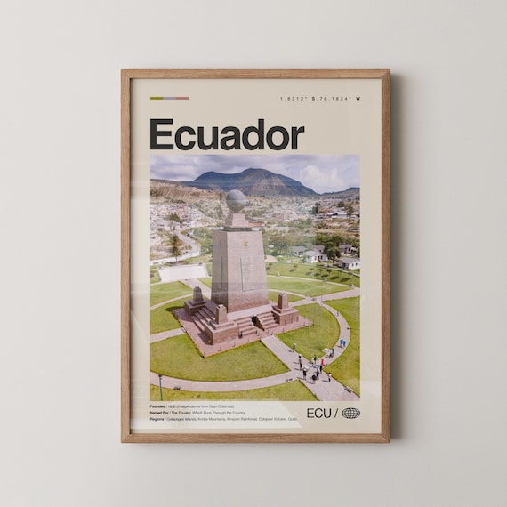 Ecuador Middle of the World Monument Minimal Country Photo Poster