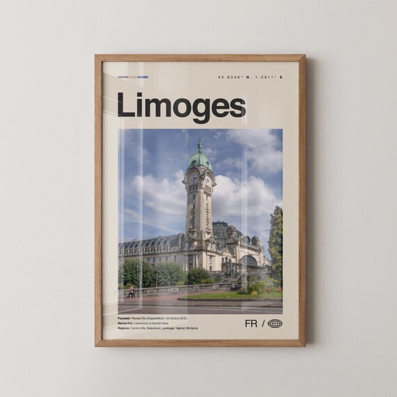 Limoges Print Wall Art Poster Photo Dcor Map France