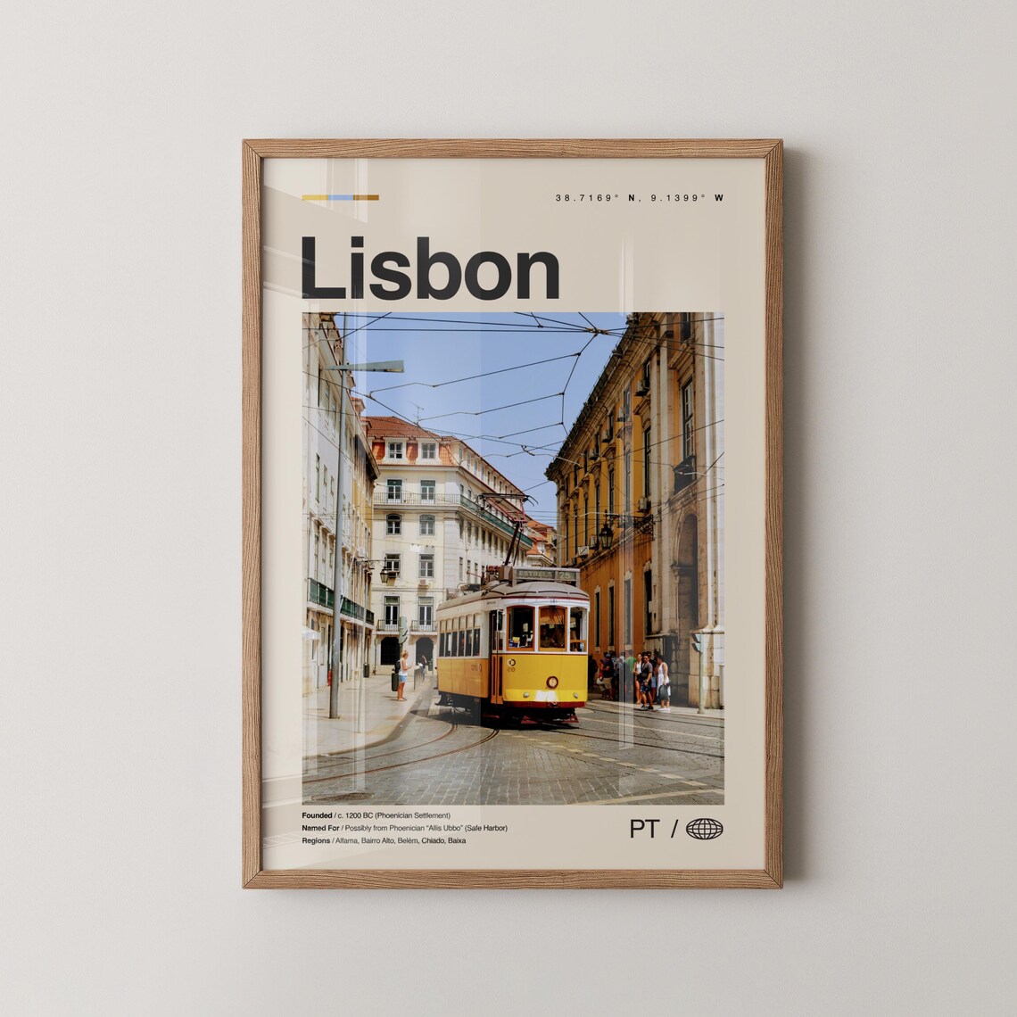 Lisbon Yellow Tram Street Photo Minimalist Europe Travel Poster