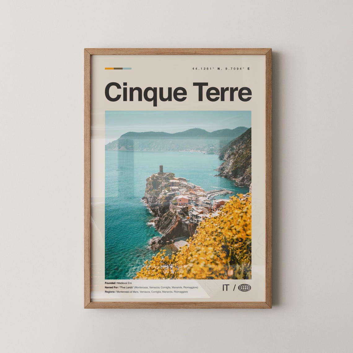 Cinque Terre Italy Cliffside Village Mediterranean Travel Poster
