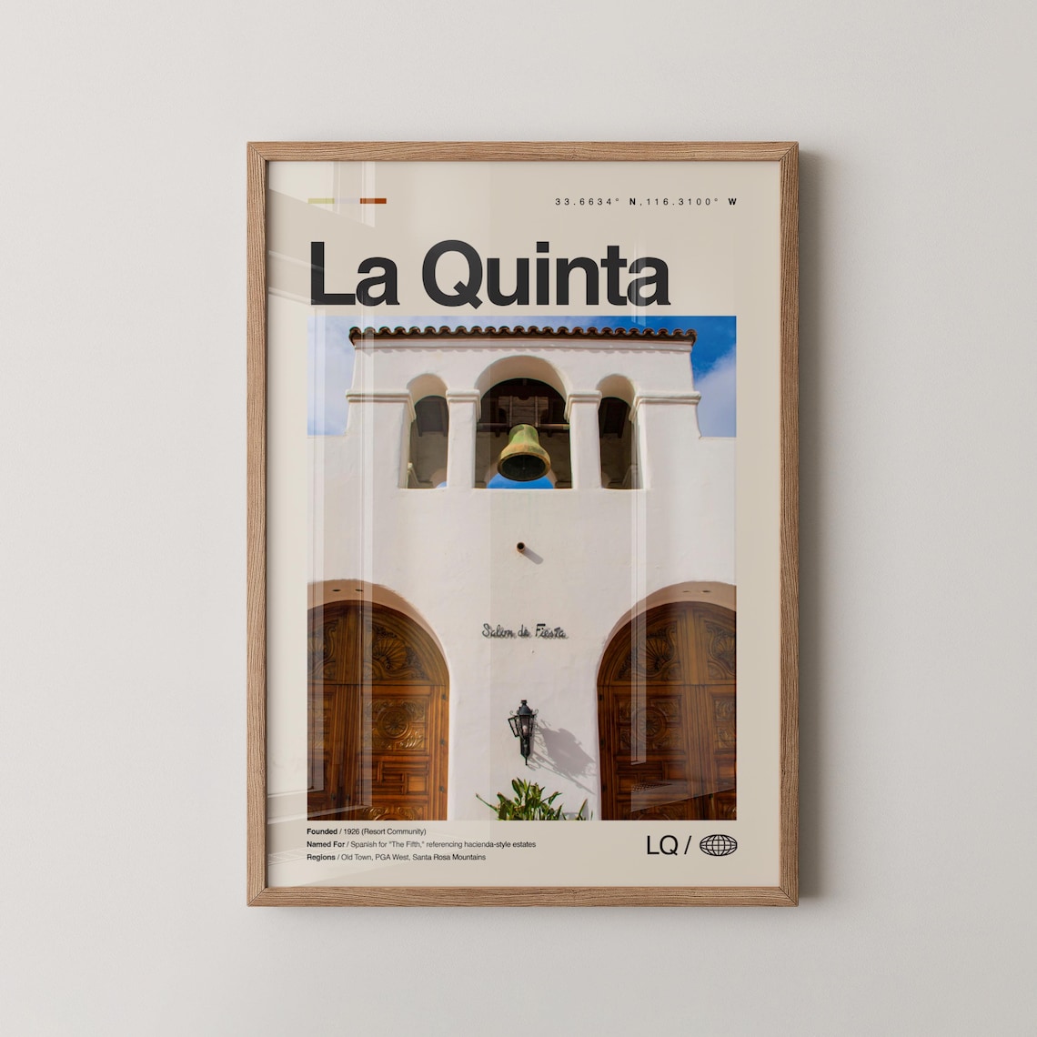 La Quinta California Travel Poster Historic Bell Tower Landmark Photo Art