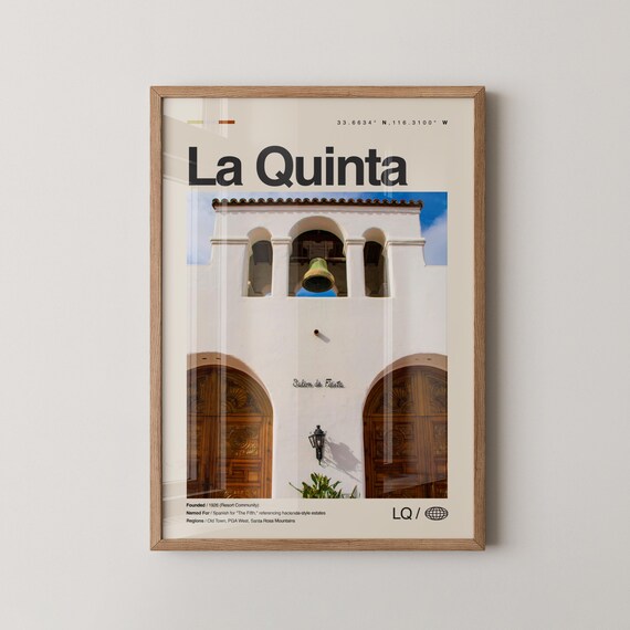 La Quinta California Travel Poster Historic Bell Tower Landmark Photo Art