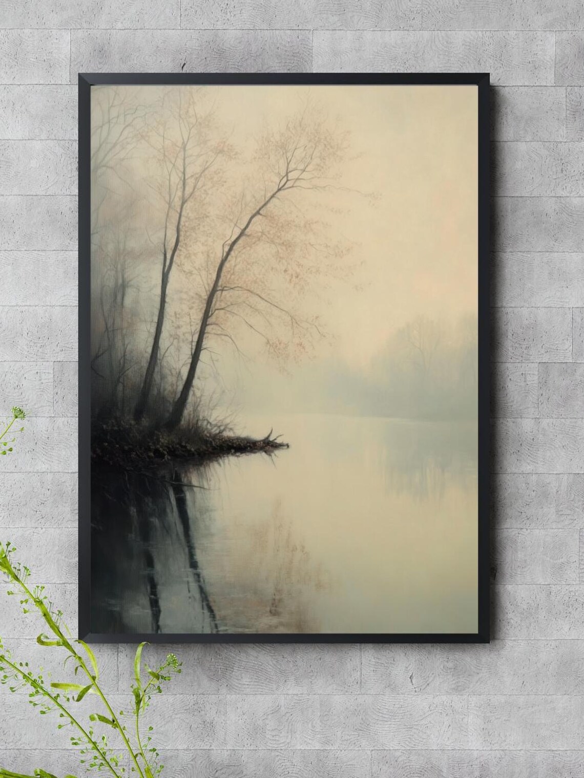 Tranquil Misty River, Soft Minimalist Landscape Art Print - Image 3