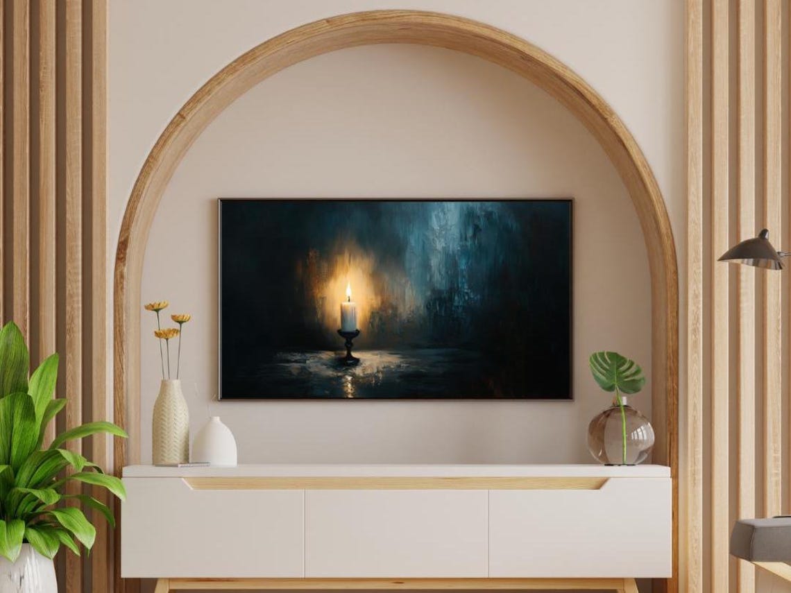 Lone Light Moody Candlelight Painting Dark Romantic Wall Art - Image 5
