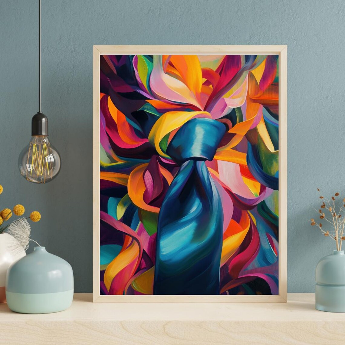 Abstract Necktie Art Print, Bold Office Decor - Image 2