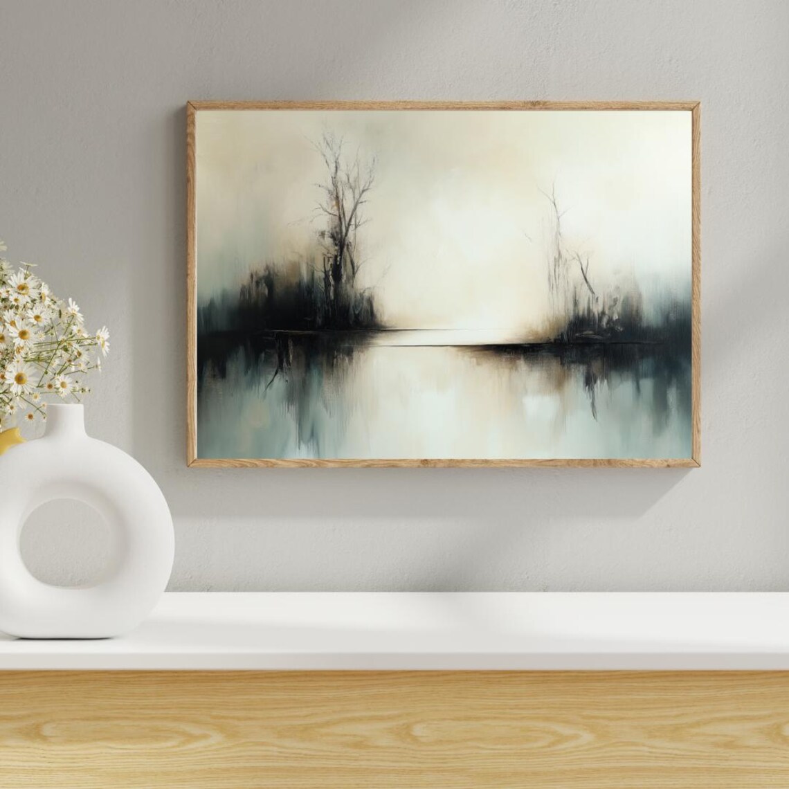 Tranquil Misty River, Soft Minimalist Landscape Art Print - Image 5