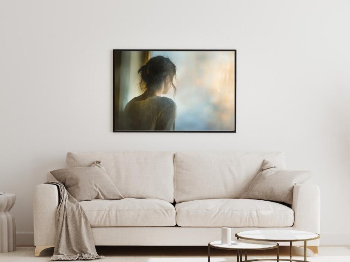 Soft Solitude Portrait, Reflective Woman At Window - Image 4