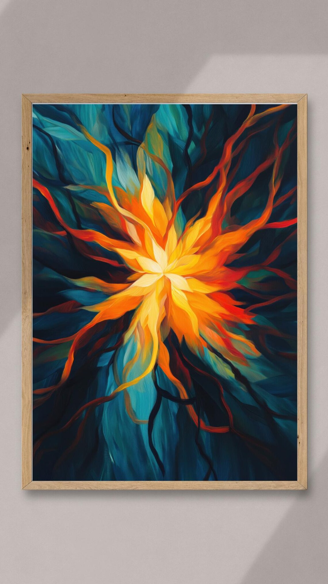 Fiery Bloom Abstract Flower Explosion Art Print - Image 2