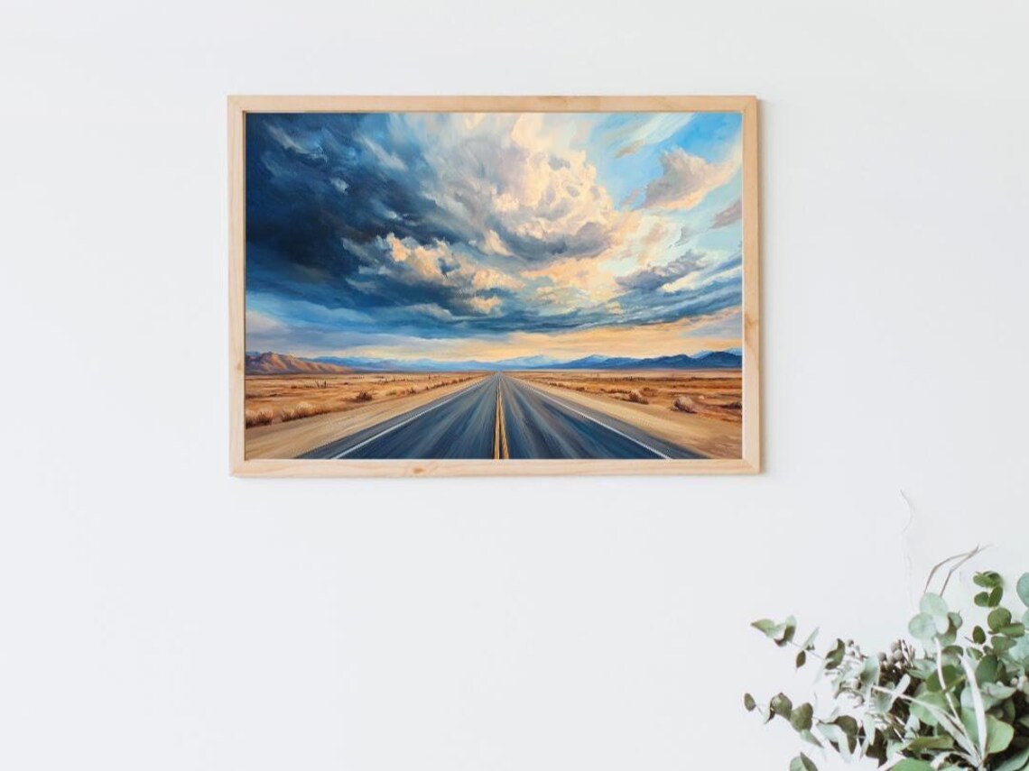Desert Stillness Minimalist Road Trip, Modern Landscape