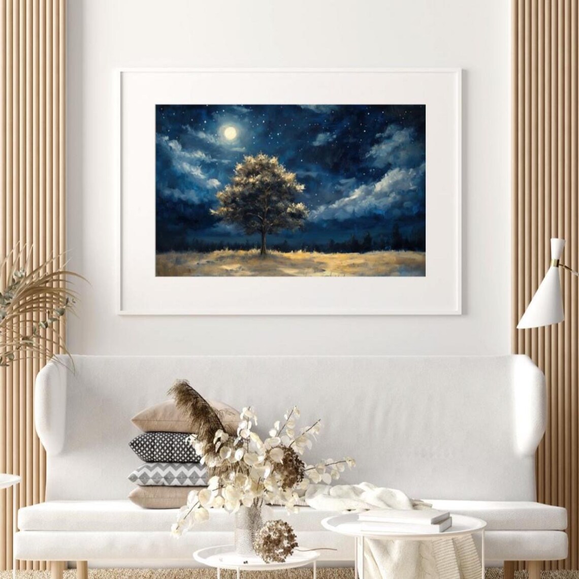 Midnight Tree Oil Painting, Starry Night Art Print - Image 4