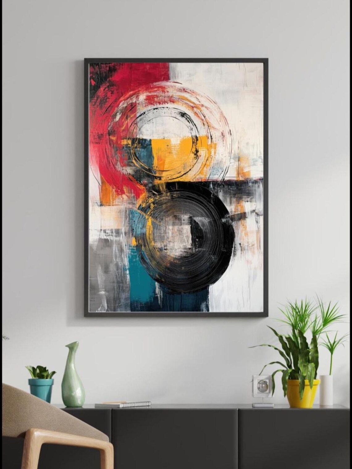 Geometric Abstract Circle Art Print, Modern Decor - Image 3