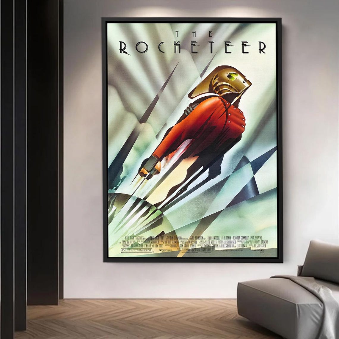 Retro Rocketeer Art Vintage Style Rocket Man Illustration Poster Canvas Wall
