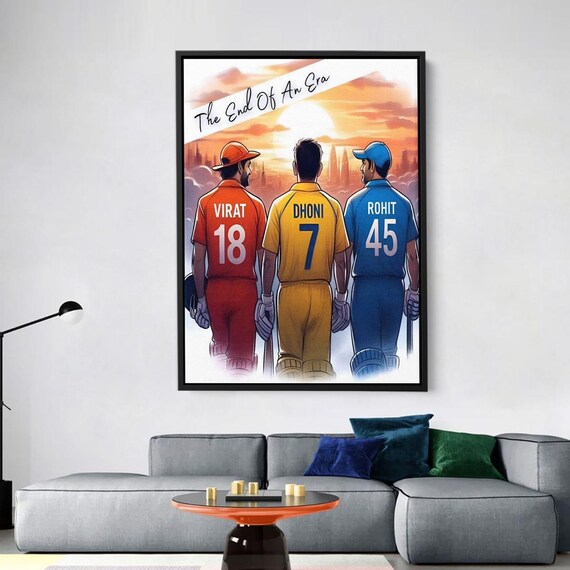 Virat Dhoni Rohit End of an Era Cricket Legends Tribute Poster
