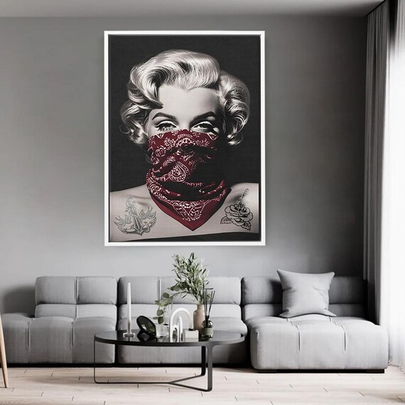 Marilyn Monroe Red Bandana Tattoo Rebel Pop Art Portrait Poster