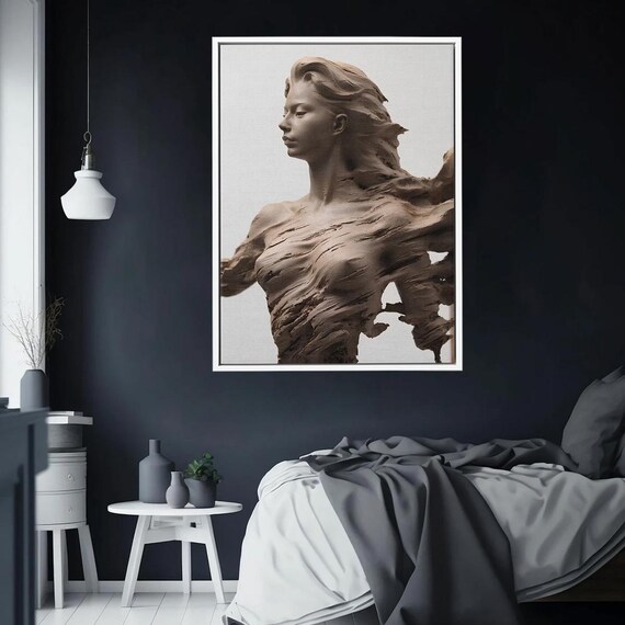 Abstract Clay Woman Bust Sculpture Textured Modern Female Poster