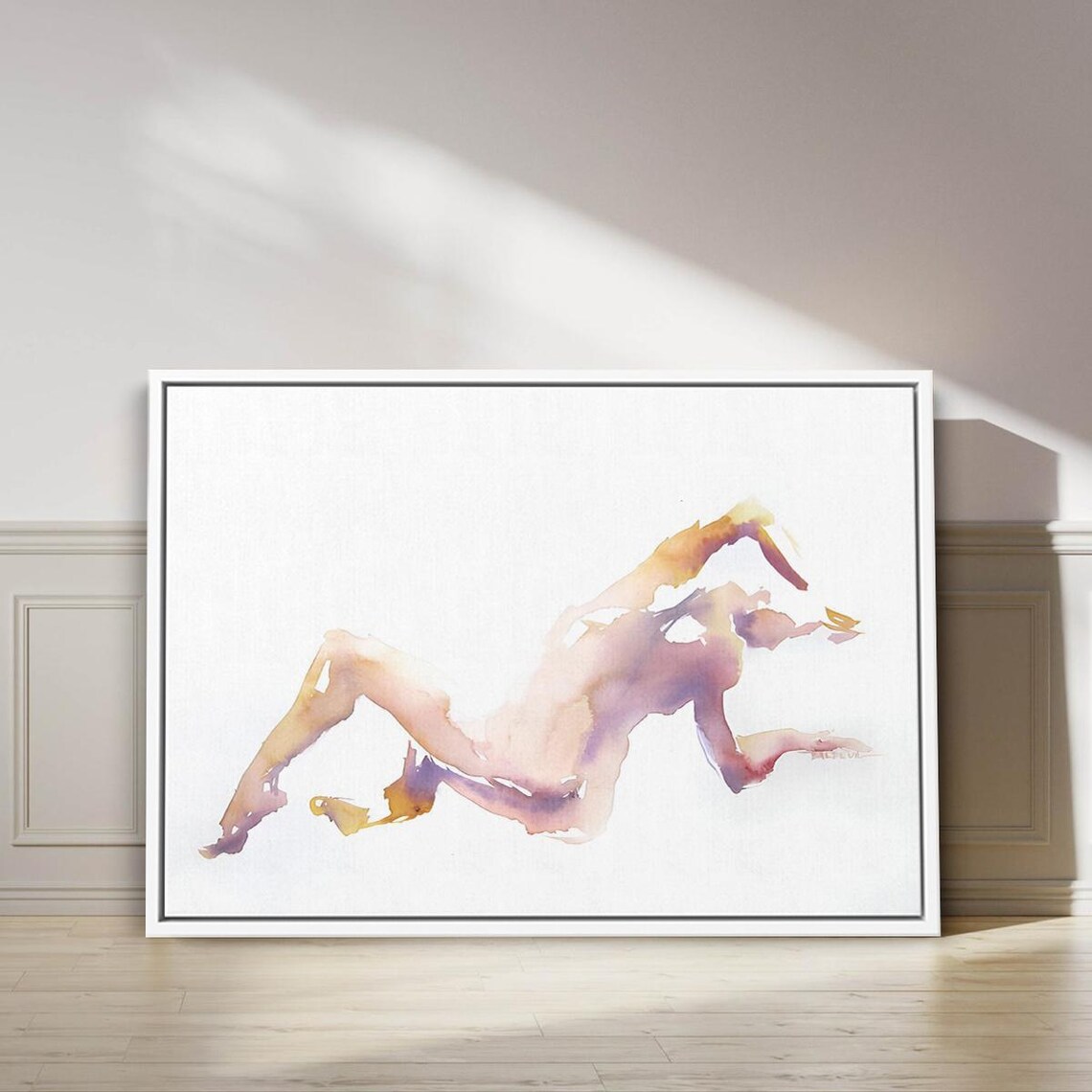 Abstract Watercolor Reclining Woman Figure Minimalist Art Poster
