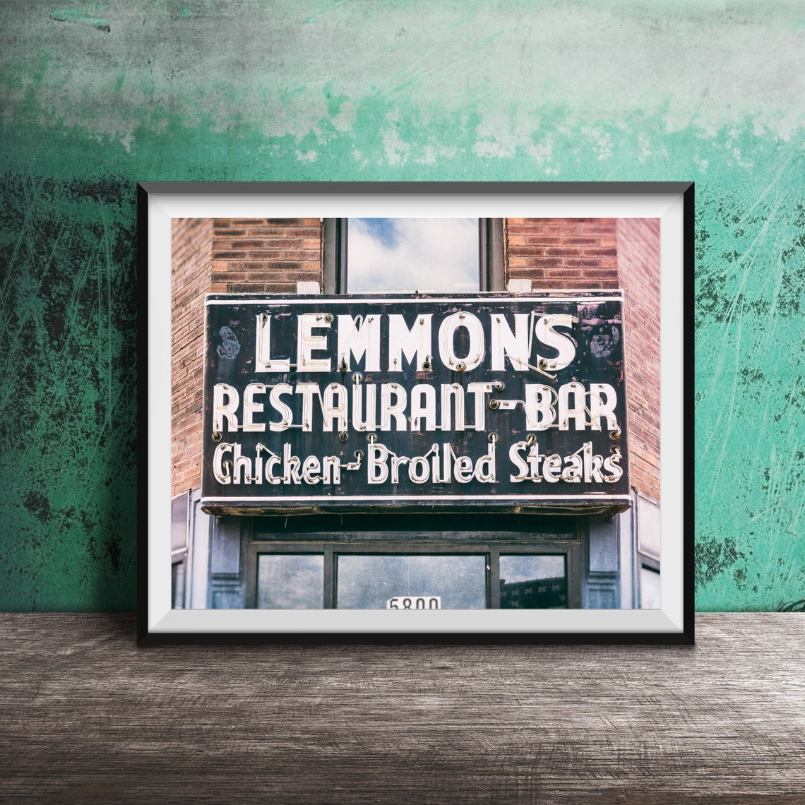 Lemmons Restaurant Bar Chicken Broiled Steaks Neon Sign Poster