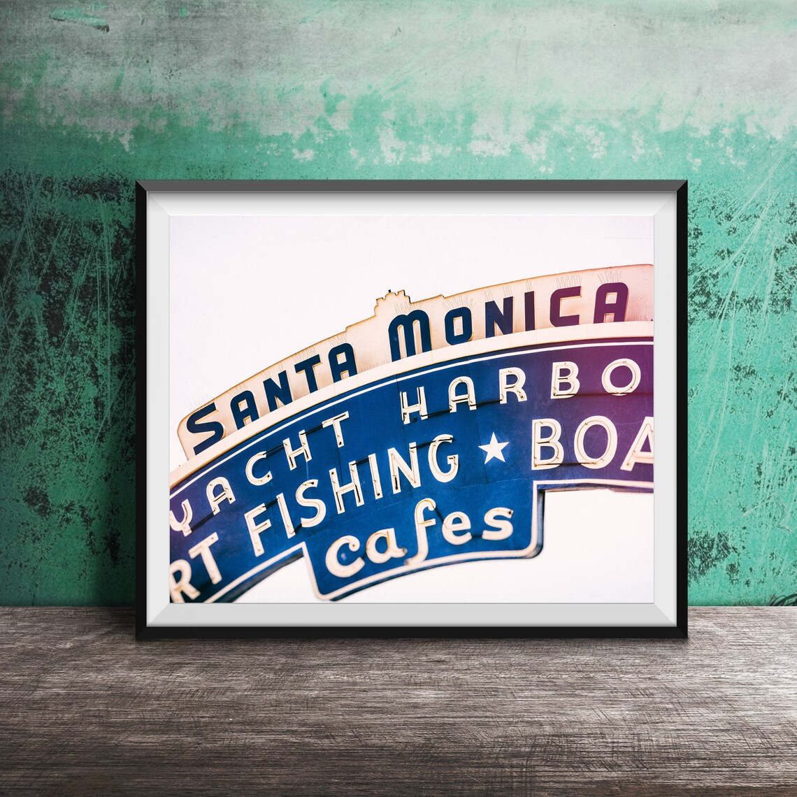 Santa Monica Yacht Harbor Neon Sign Los Angeles Photo Poster