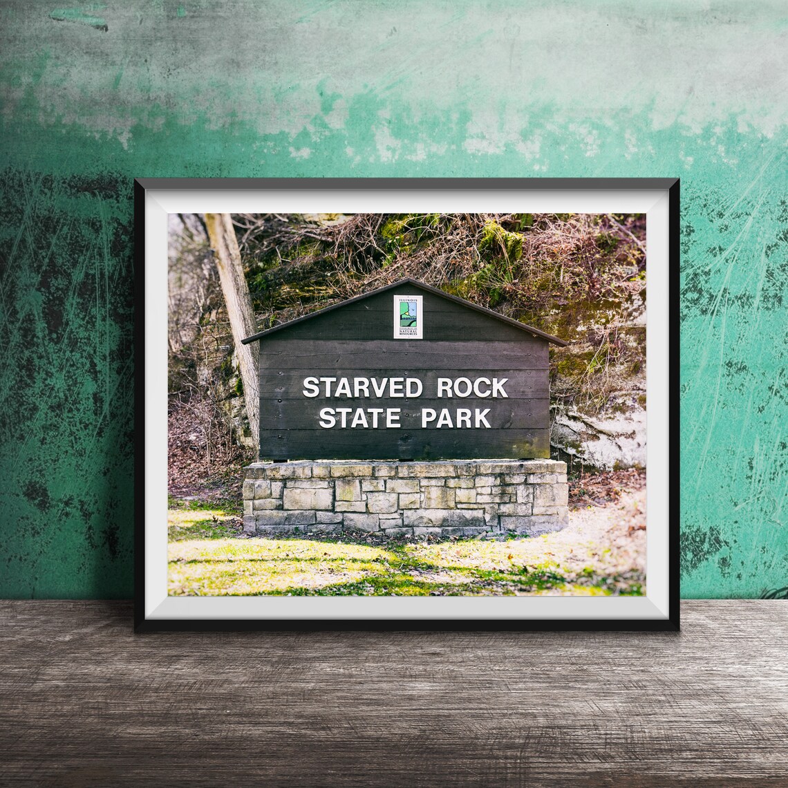 Starved Rock State Park Wooden Entrance Sign Wall Photo Poster
