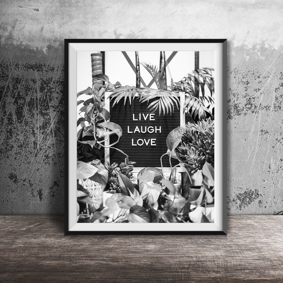 Live Laugh Love Letter Board Surrounded By Green Houseplants Poster - Image 2