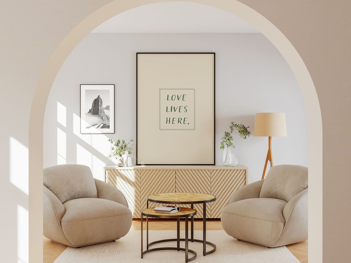 Love Lives Here Instant Wall Art Home Decor Typography Retro Wall Art Three Color Options - Image 5