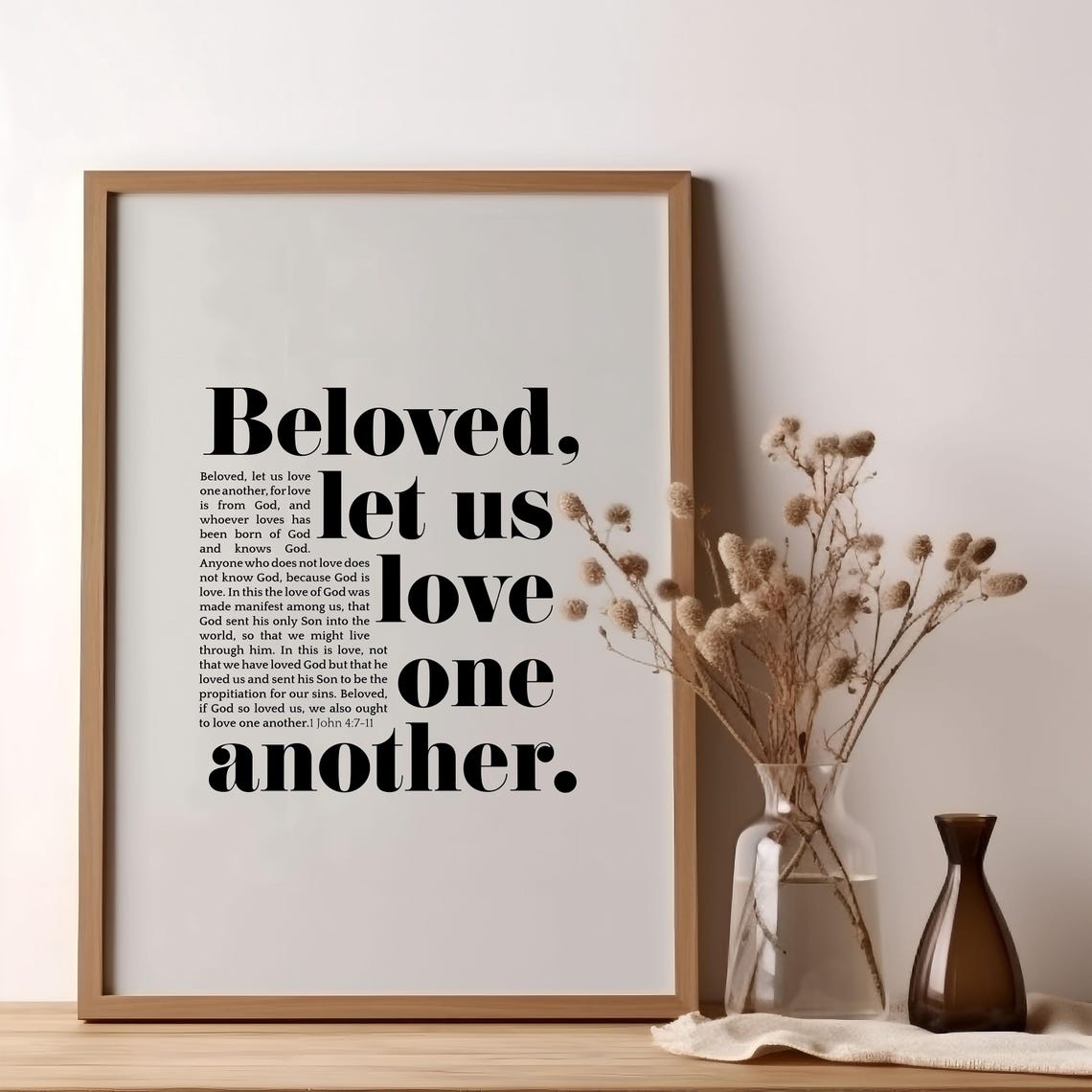 1 John 4 7 Print Christian Artwork Love Scripture Beloved Let Us Love One Another Love Quotes Popular Bible Quotes 1 John 4 7 11 Gift - Image 3