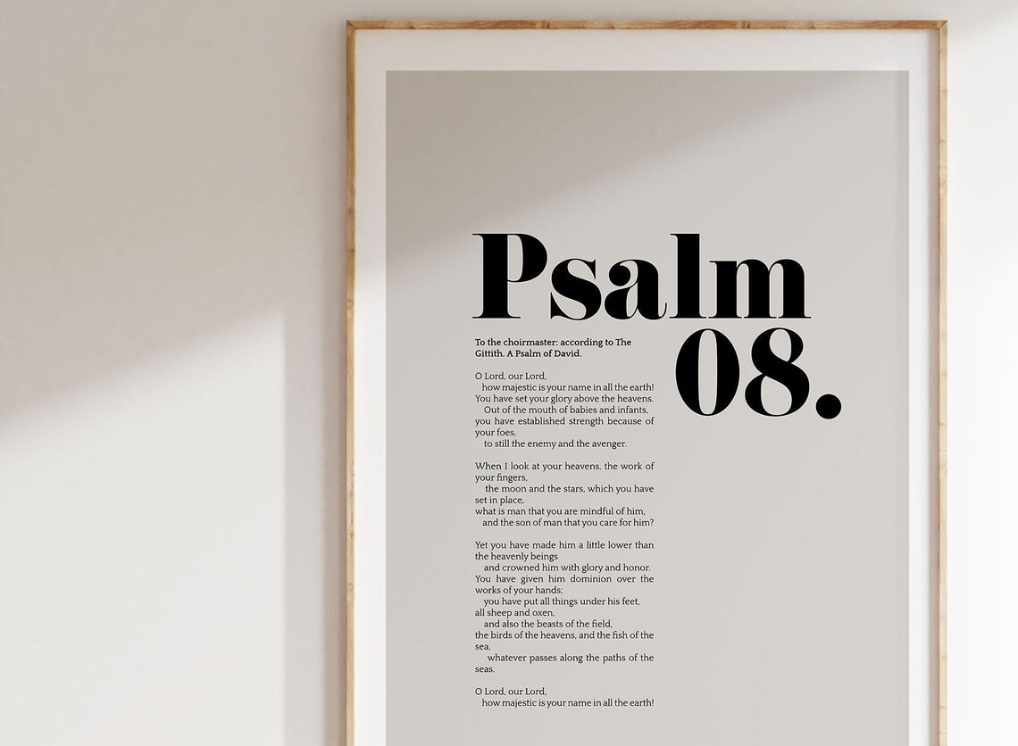 Psalm 8 Minimalist Christian Scripture Art Print - Image 3