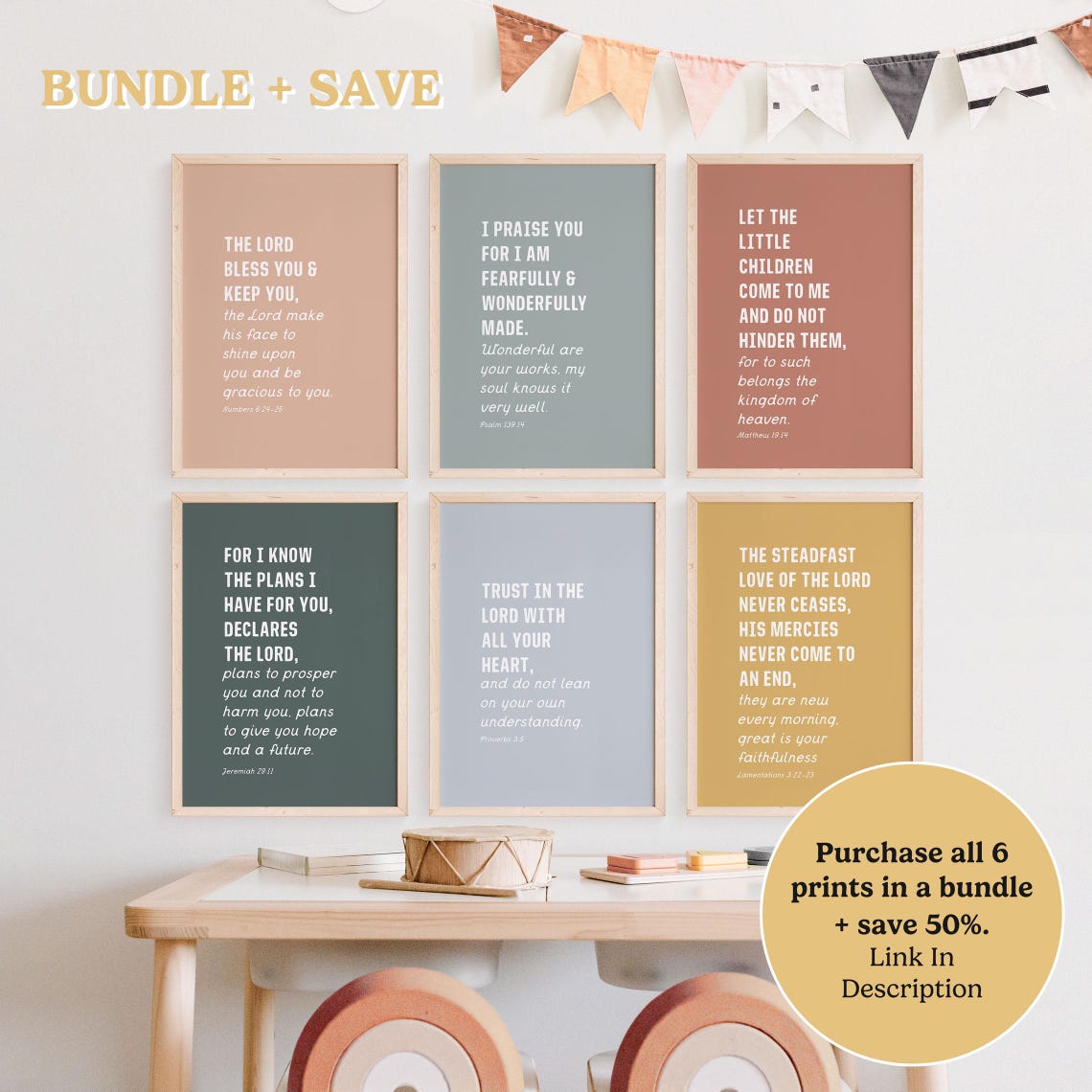 Proverbs 3 5 Trust In The Lord Soft Blue Grey Nursery Bible Poster - Image 5