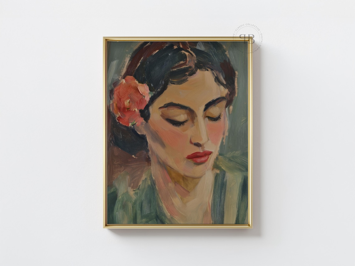 Woman Portrait Vintage-Style Impressionist Art Print